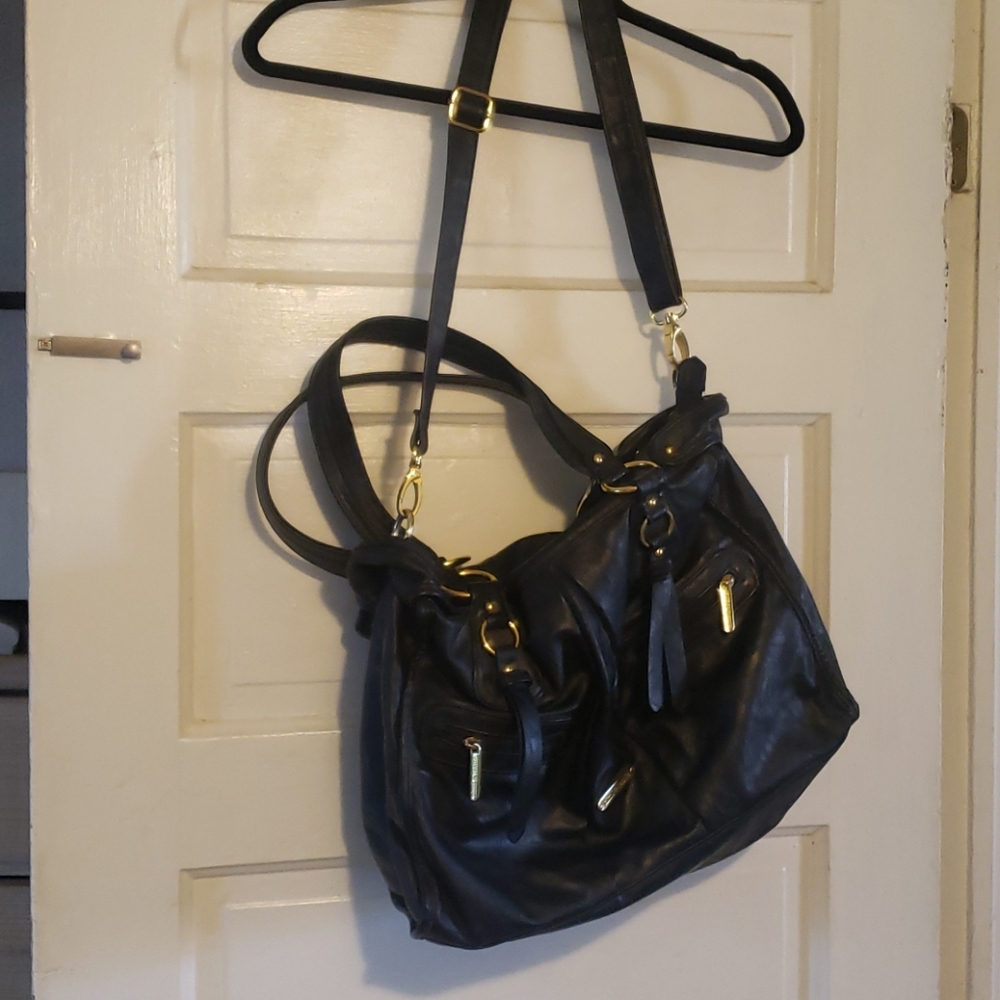 COPY - Timi & Leslie Black Leather Diaper Bag